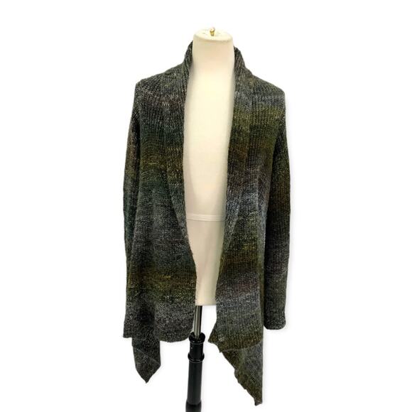 89th & Madison Green Ombré Knit Open Front Cardigan Sweater Size Large - Picture 1 of 4